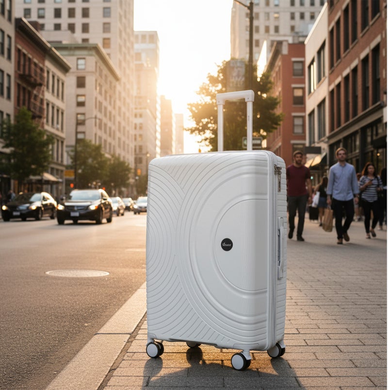 SENATOR Unisex Hard Case Medium Checked Luggage Lightweight PP Fashion Trolley Luggage with 360° Degree 4 Twin Wheel and Safe Zippers KH1010 Light Grey - Image 2